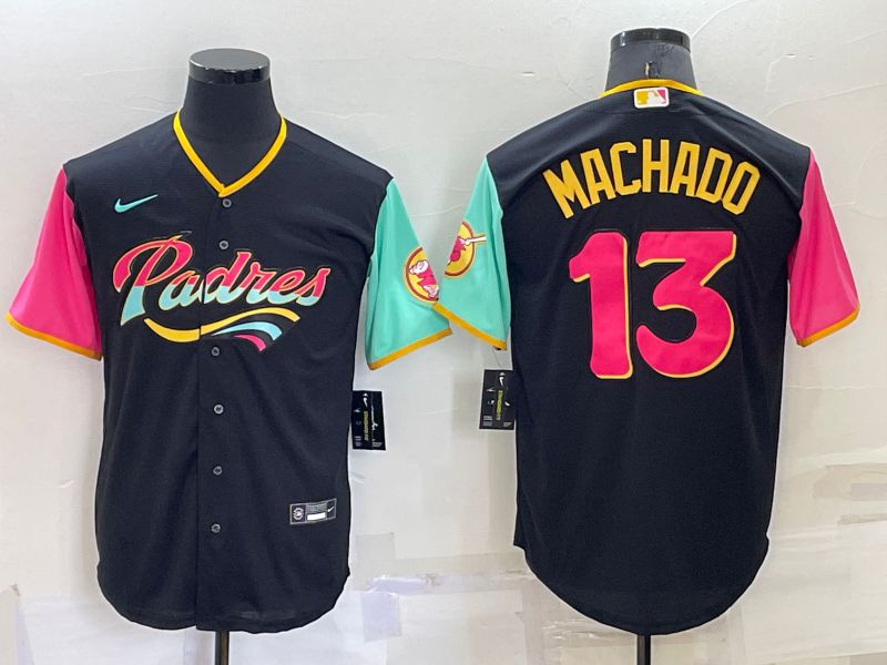 Cheap Men San Diego Padres 13 Machado Black City Edition Nike 2022 MLB Jerseys